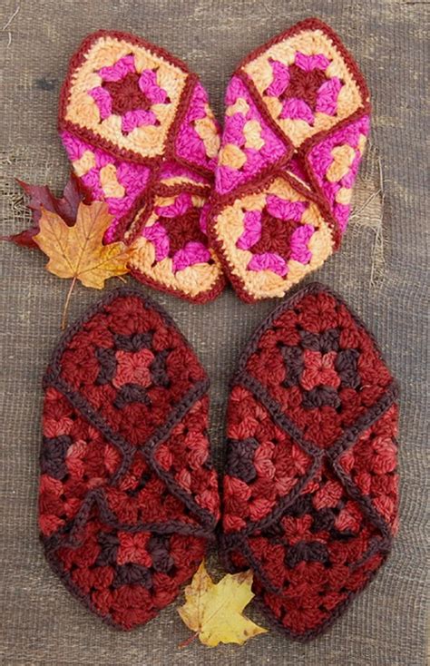 Granny Square Slippers | AllFreeCrochet.com