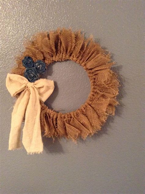 Burlap Wreath With Denim Flowers Burlap Wreath Denim Flowers Burlap