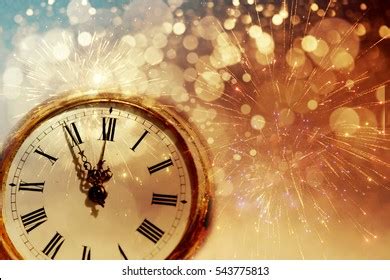 2022 New Year Clock Fireworks Countdown Stock Photo 2069376413 ...