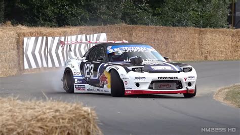 Mazda Rx 7 With A 26b Four Rotor Drifting At Goodwood Fos Engine Swap