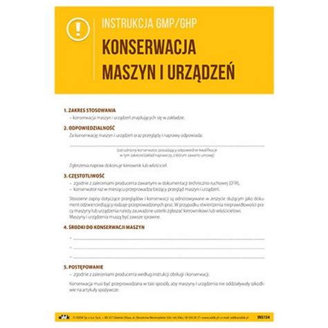 Instrukcja GMP GHP Konserwacja maszyn i urządzeń