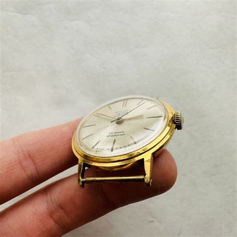 Seltene Poljot De Luxe Automatic Slim Gold Au Udssr Watch Mchz