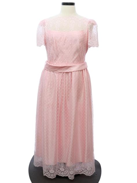 Retro 1980s Cocktail Dress 80s JC Penney Womens Pink And White