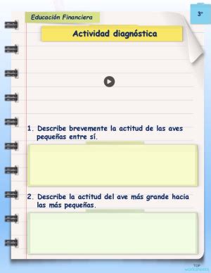 Actividad Diagn Stica Educaci N Financiera Ficha Interactiva