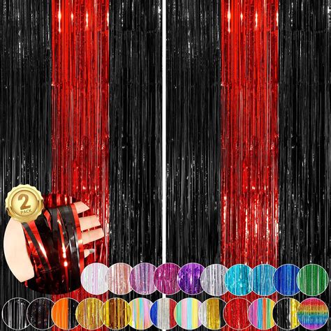 Amazon Black Red Fringe Curtain Party Streamers Pack X Ft