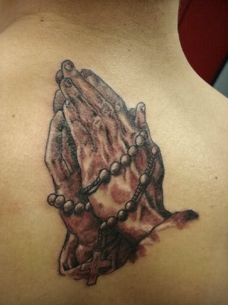 Praying Hands Tattoo On Back Tattoos Designs