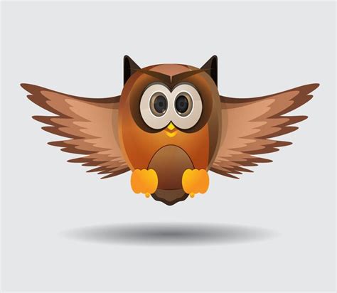 Premium Vector Flying Brown Owl Cute Character Isolated