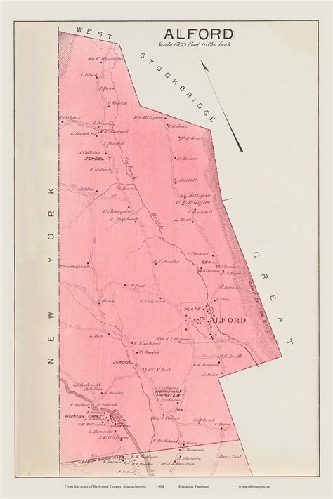 alford massachusetts town map custom reprint berkshire