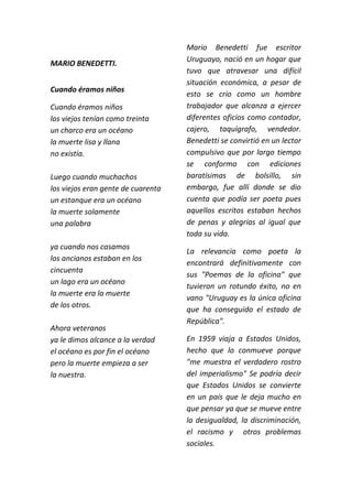 Poema Cuando Eramos Nios M B Pdf Descarga Gratuita