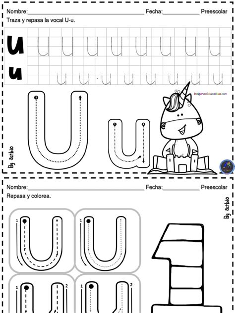 Cuaderno Para Preescolar Vocales Letra U Pdf