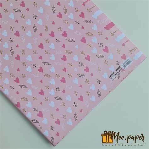 Jual Kertas Kado Sansan Wawa Motif Love Leaves Pink Bungkus Wrapping