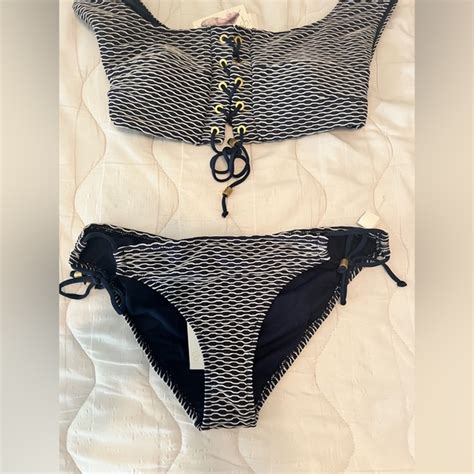 Jessica Simpson Swim Jessica Simpson Bluewhite Bikini Piece Poshmark