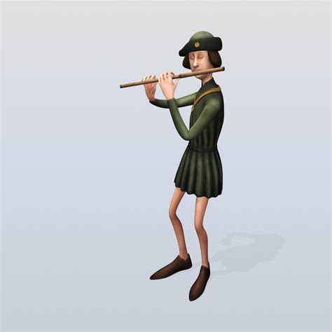 medieval musician playing flute 3d 3ds