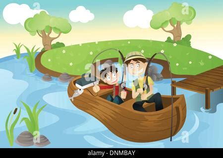 Son And Dad In Boat Fishing Design Father And Son Fishermans Stock