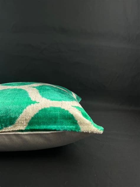 Green Velvet Silk Ikat Pillow Cover For Sale At 1stdibs