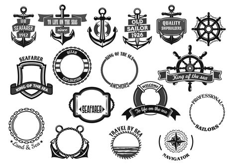 Nautical and marine symbols vector icons set 12682770 Vector Art at ...