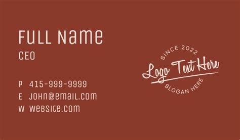 Underlined Cursive Round Wordmark Business Card Brandcrowd Business