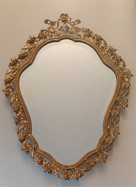 Vintage Brass Framed Beveled Mirror S Etsy