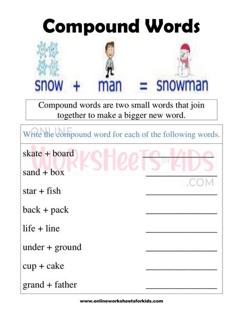 Compound Words Worksheets For Grade 1 1