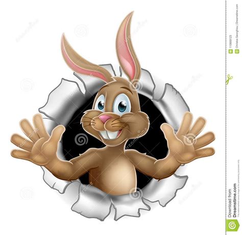 Easter Bunny Breaking Through Background Stock Vector Illustration Of