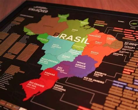 Mapa Do Brasil De Raspar Unlocked Sem Moldura 60x42 Cm