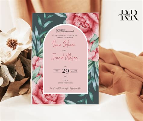 Editable Muslim Wedding Invitation Modern Nikkah Invitation Islamic