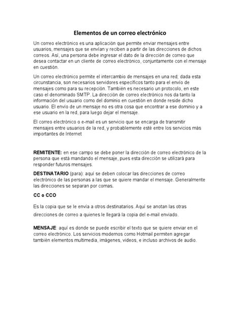 Elementos de Un Correo Electrónico | PDF | Informática | Servicio de red