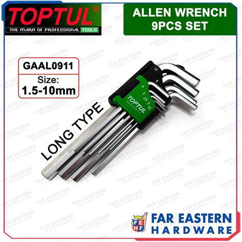 Toptul Allen Wrench Hex Key Long Type Pcs Set Gaal Made In Taiwan