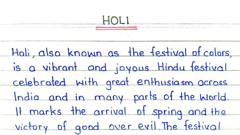 Write An Essay On Holi In English Writing Holi Essay Writing In