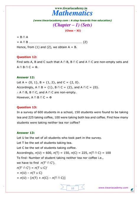 Ncert Solutions For Class 11 Maths Chapter 1 Sets Updated 2022 2023