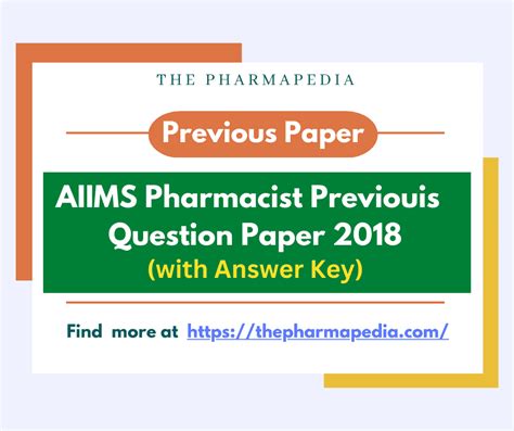 AIIMS Pharmacist Exam Question Paper With Answer Key 2018 The Pharmapedia