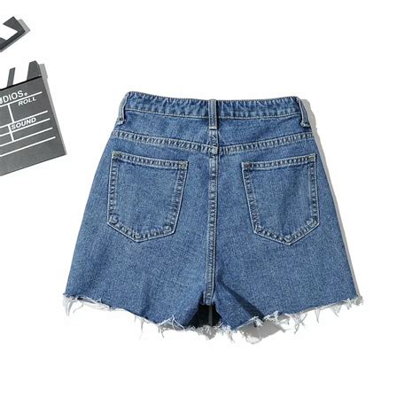 2023 Summer Streetwear Fashion Solid Color Jeans Shorts Women Casual