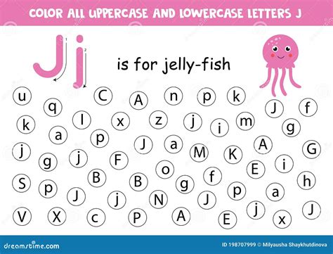 Alphabet Worksheet. Find All Letters J J. Dot Letters. Stock Vector ...