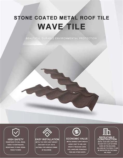 Blue Color Colored Wave Tile Bond Stone Coated Metal Steel Shingles