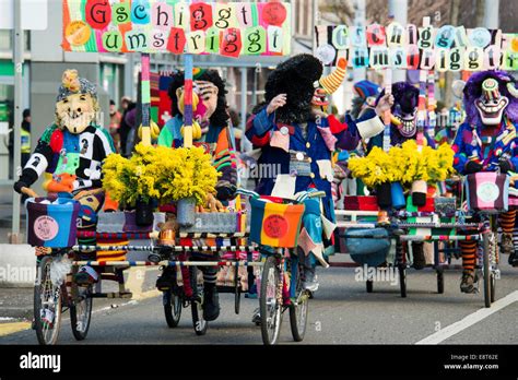 Carnival parade, traditional carnival celebrations in Basel Stock Photo ...