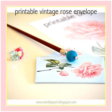 Free Printable Vintage Rose Envelope Ausdruckbarer Briefumschlag