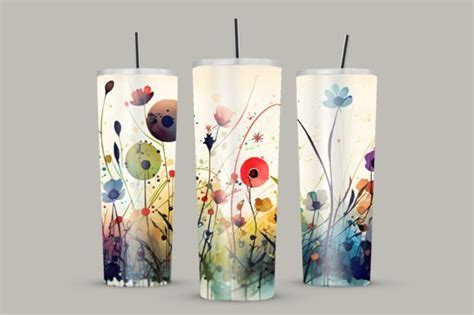 Watercolor Meadow Flowers Oz Tumbler Graphic By Xmerch Creative