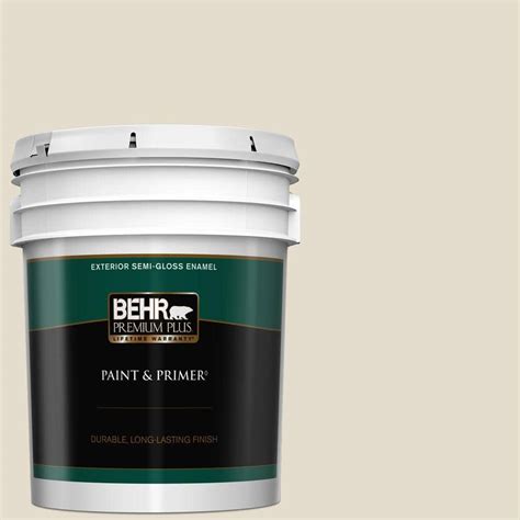 BEHR PREMIUM PLUS 5 Gal MQ3 40 Varnished Ivory Semi Gloss Enamel