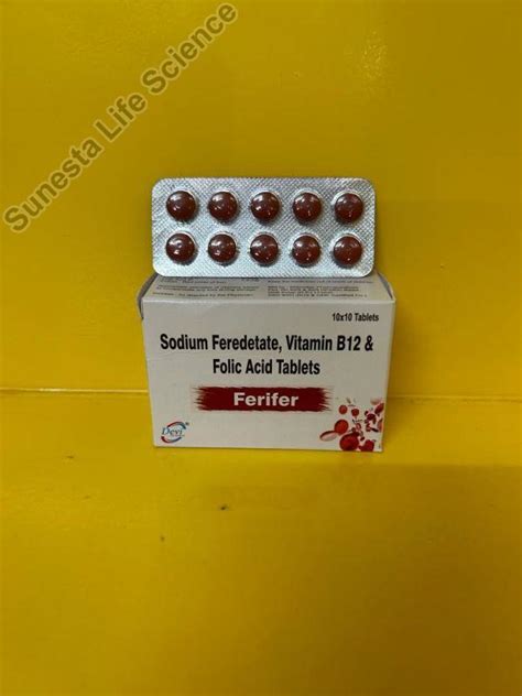 Sodium Feredetate 231 Mg Cyanocobal Min 1 5mg Andfolic Acid Ferifer Tablets At Rs 1100 In Hyderabad