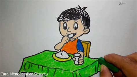 Mewarnai Gambar Orang Sedang Makan