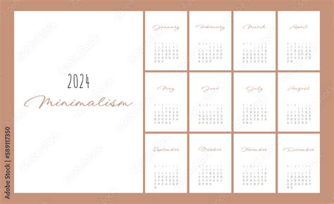 Calendar 2024 Trendy Minimalist Style Set Of 12 Pages Desk Calendar