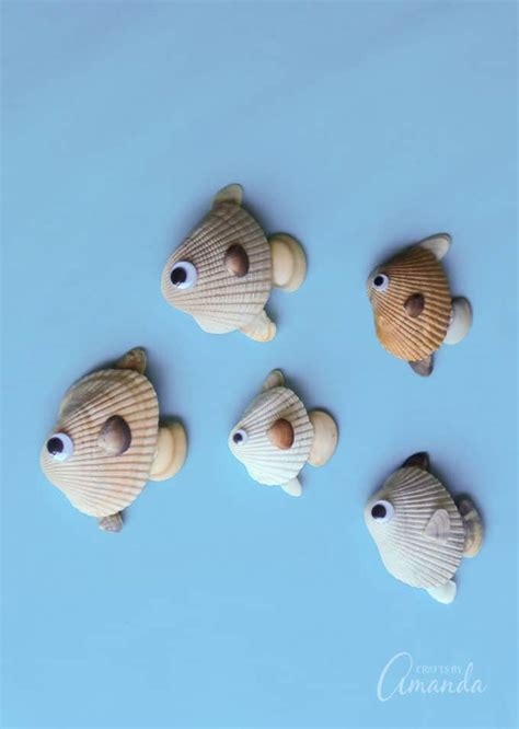 How to Make Seashell Fish - Crafts by Amanda - Beach Crafts for Kids