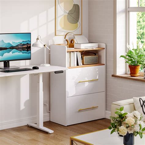 Yitahome Drawer File Cabinet With Charging Station And Shelves