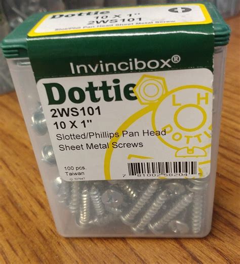 Dottie Ws Sheet Metal Screw Pan Head Phillips Slotted No Box