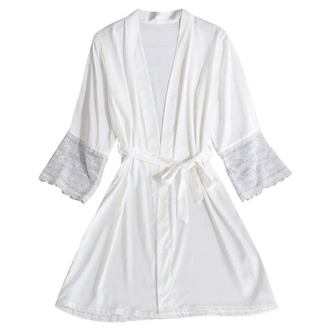 Robe For Women Lace Trim Silk Robes Bride Bridesmaid Kimono Satin