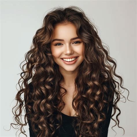Premium Photo Beautiful Brunette Model Girl With Long Curly Hair