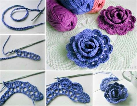 Csipkemintás rózsa horgolása Színes Ötletek Diy Crochet Rose Crochet