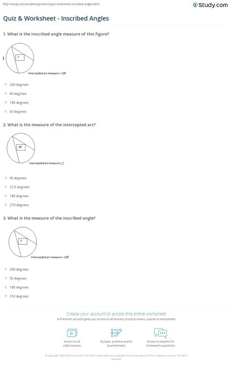 Inscribed Angles Practice Answers