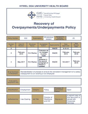 Fillable Online Overpayments Underpayments Policy Fax Email Print