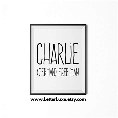 Charlie Name Meaning Art Charlie Gift Printable New Baby | Etsy